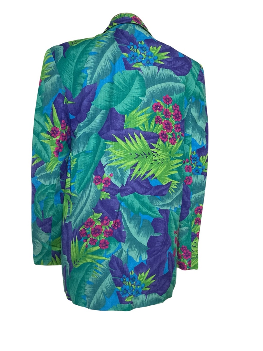 Vintage Liz Claiborne Collection Tropical Linen Blazer Floral Palm Print Women's - Picture 3 of 7